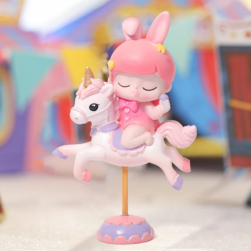 旋轉木馬盲盒創意禮品PVC家居裝飾品潮品盲盒擺件